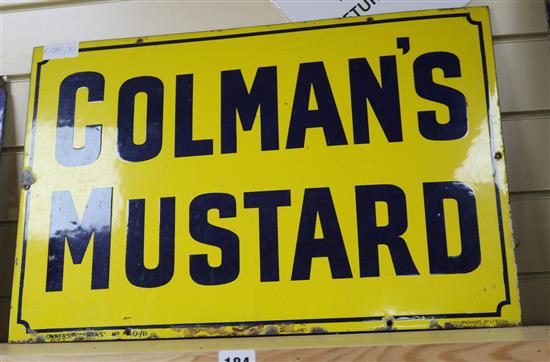 A Colmans Mustard yellow ground enamelled advertising sign